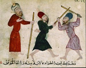 Hombres duelando, del Viejo Cairo (Fostat), 910-1171