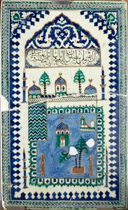Artes orientales: azulejos cerámicos decoran edificios con la luna creciente, emblema del Islam. Siglo XIX, París, Museo del Louvre de Islamic School