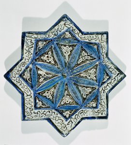 Azulejo en forma de estrella dorado al fuego en el estilo de Takht-e Solaiman, siglo XIII-XIV de Islamic School
