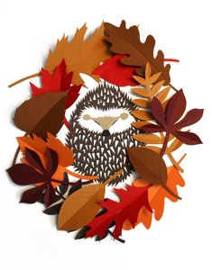 Guirnalda de erizos, 2015 (papel cortado) de Isobel Barber
