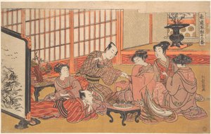 Una ceremonia de matrimonio simulada de Isoda Koryusai