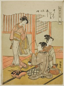 Tiro con arco (Sha), de la serie "Versiones informales de los seis logros en el mundo flotante" de Isoda Koryusai