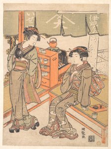 En la casa de té Ise-ya de Isoda Koryusai