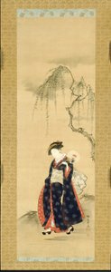 Belleza bajo un sauce de Isoda Koryusai