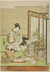 Cortar y coser (Tachinui), de la serie "Colección de habilidades de moda (Furyu shogei zukushi)" de Isoda Koryusai