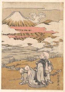 Saigyō contemplando el monte Fuji de Isoda Koryusai