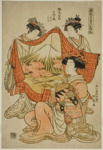 Hamaya de Asahimaruya, de la serie "Modelos para la moda: Nuevos diseños tan frescos como hojas jóvenes (Hinagata wakana no hatsu moyo)" de Isoda Koryusai
