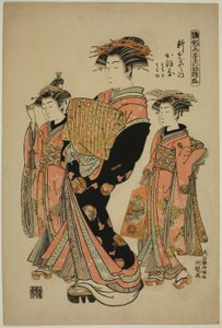 Kaoru del Shin-Kanaya, de la serie "Modelos para la moda: Nuevos diseños tan frescos como hojas jóvenes" de Isoda Koryusai