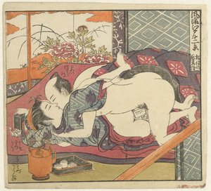 Pareja de amor en el servicio de té Doce vistas del sofisticado Edo (título de la serie) Furyu Edo junikei (título de la serie sobre el objeto)