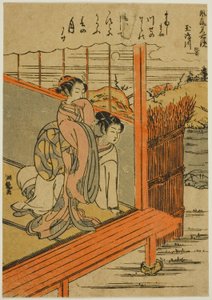 Río Tamashima en la provincia de Hizen (Tamashimagawa, Hizen), de la serie "Espejos de lugares famosos (Furyu meisho kagami)" de Isoda Koryusai