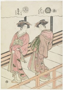 Dos cortesanas en una veranda, 1777 de Isoda Koryusai