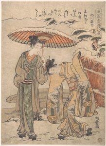 Nieve vespertina en Uchikawa de Isoda Koryusai