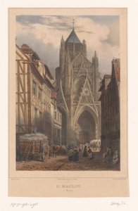 Vista de la Iglesia de Saint-Maclou en Rouen St. Maclou à Rouen (título sobre el objeto) Rostros en Francia (título de la serie) La France (título de la serie) de Isodore Laurent Deroy