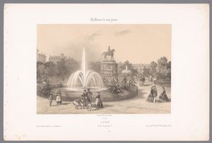 Zicht op de Place Napoléon te Lyon Lyon. Coloque a Napoleón (título en el objeto) Hedendaags Frankrijk (título de la serie) Francia hoy en día (título de la serie sobre el objeto) de Isodore Laurent Deroy