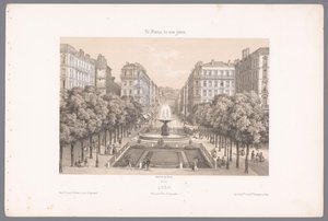 Zicht op de Place en de Rue Impériale te Lyon Lyon. Imperial Square and Street (título sobre el objeto) Hedendaags Frankrijk (título de la serie) Francia hoy en día (título de la serie sobre el objeto) de Isodore Laurent Deroy