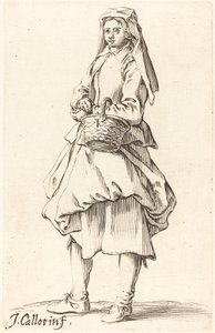 Campesina con Cesta, Mirando a la Izquierda de Israel Henriet after Jacques Callot