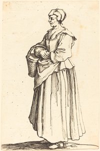 Campesina con cesta, de perfil, mirando a la izquierda de Israel Henriet after Jacques Callot