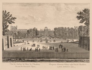 Vista del Palacio y de los jardines de las Tullerías, desde el patio de las Reinas