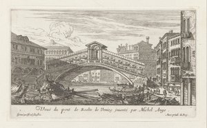 Vista del puente de Rialto y el Gran Canal, Venecia de Israël Silvestre