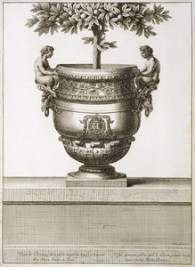 Urnas de bronce usadas para árboles cítricos, ilustración de 
