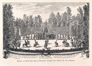 Molière en Dios Pan, Ilustración de "Los placeres de la Isla encantada" de Jean Baptiste Poquelin llamado MOLIÈRE (1622-1673) de Israel the Younger Silvestre