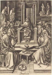 Cristo entre los doctores, c. 1490-1500 de Israhel van Meckenem