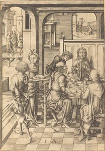Cristo en Emaús, c. 1480 de Israhel van Meckenem