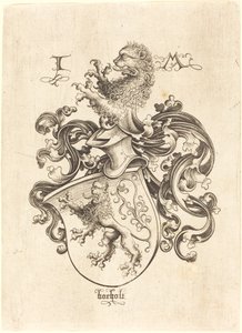 Escudo de armas con león, c. 1480-1490 de Israhel van Meckenem
