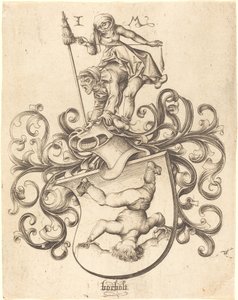 Escudo de Armas con Niño Acrobático de Israhel van Meckenem