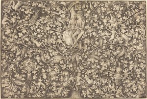 Panel de ornamento con dos amantes, c. 1490-1500 de Israhel van Meckenem