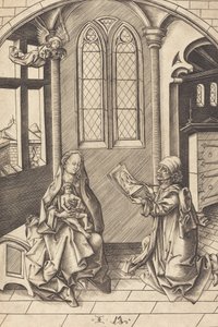 San Lucas Dibujando un Retrato de la Virgen de Israhel van Meckenem
