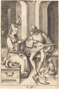 El laudista y el cantante, c. 1495-1503 de Israhel van Meckenem