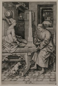 El organista y su esposa, 1495-1503 de Israhel van Meckenem