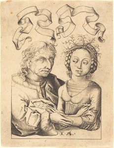 El Viejo Tonto y la Joven de Israhel van Meckenem after Master of the Housebook