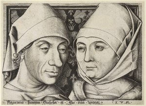 Autorretrato con su esposa Ida, c. 1490 de Israhel van Meckenem the younger