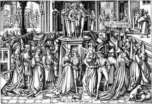 La danza en la corte de Herodes de Israhel van Meckenem the younger