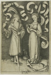 El halconero y la dama de Israhel van Meckenem the younger