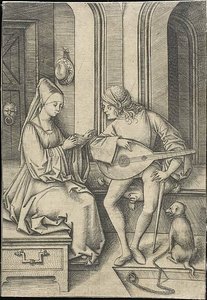 La cantante y el tañedor de laúd de Israhel van Meckenem the younger