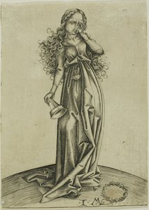 La tercera virgen insensata, de Las cinco vírgenes insensatas de Israhel van Meckenem the younger