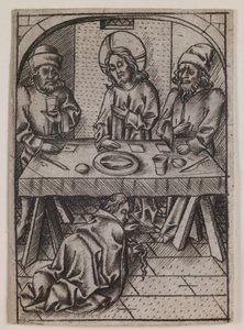 María Magdalena lavando los pies de Cristo, c.1500 (grabado) de Israhel van the younger Meckenem
