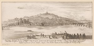 Vista de Lyon desde el banco del Monasterio Celestino Veue de Lyon quand on est sur les quais des Celestins (título sobre el objeto)