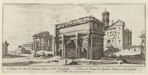 Veduta del Arco de Septimio Severo y del Capitolio de Israël Silvestre