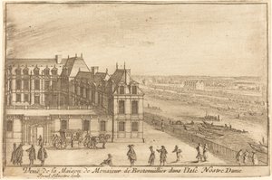 Vista de la casa de Monsieur de Bretonuiller en la Isla de Notre Dame de Israël Silvestre