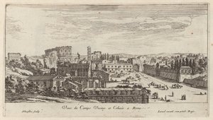 Vista del Campo Vaccino y Coliseo en Roma de Israël Silvestre
