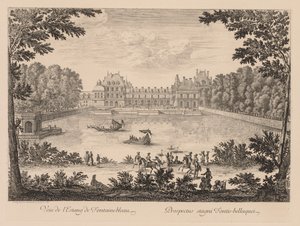 Vista del estanque de Fontainebleau de Israël Silvestre