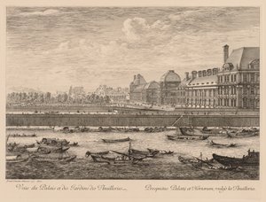 Vista del palacio y los jardines de las Tullerías, del lado del muelle, 1670