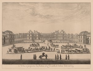 Vista y perspectiva del Castillo de Versalles, desde el patio interior, 1664 de Israël Silvestre