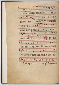 Hoja 1 de un Fragmento de Antifonario (verso) de Italian 13th Century