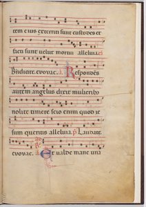 Hoja 4 de un fragmento antifonal de Italian 13th Century