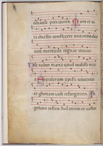 Hoja 6 de un fragmento antifonal (verso) de Italian 13th Century